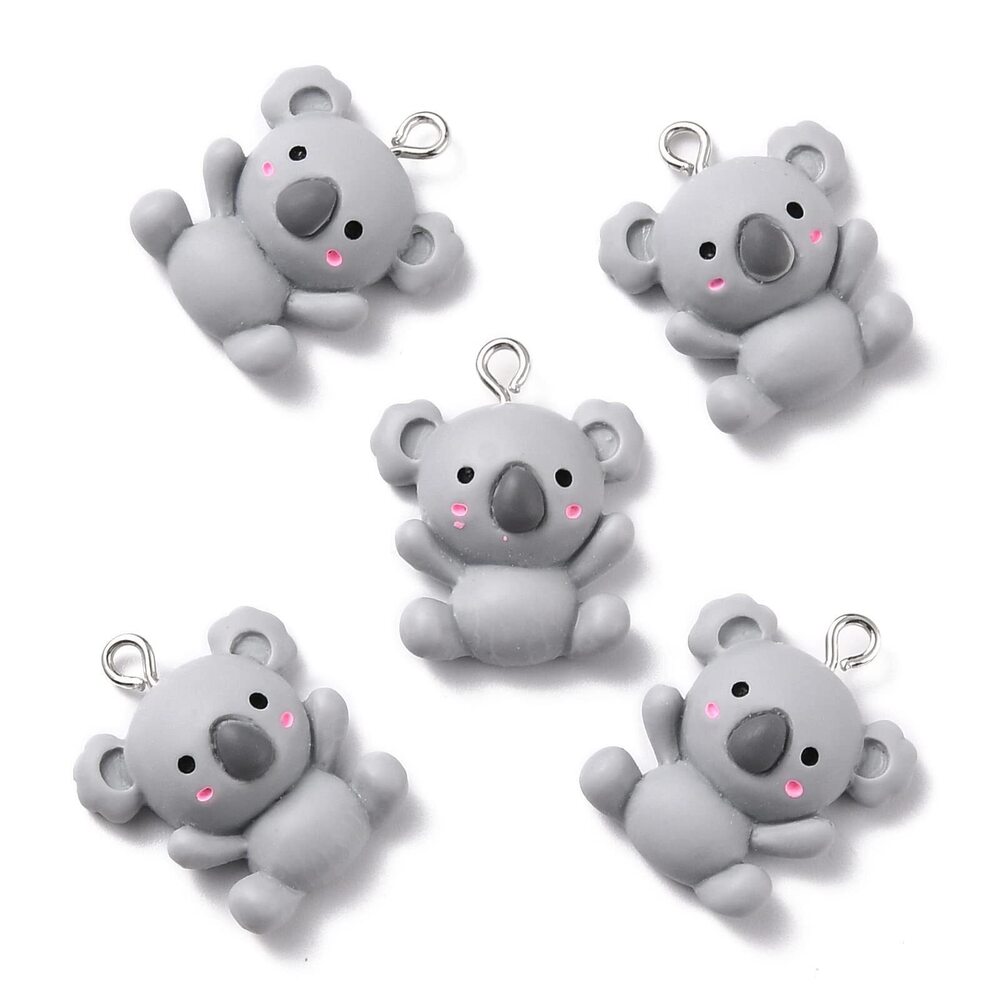 9658 30pcs Resin Koala Charms - Grey Flatback Cartoon Animal Charms
